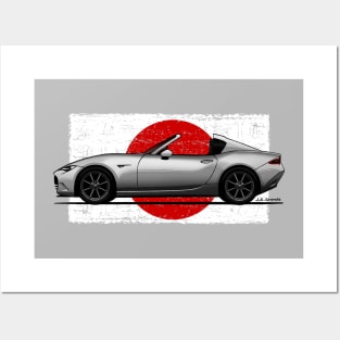 The best car in the world with japanese flag background Posters and Art